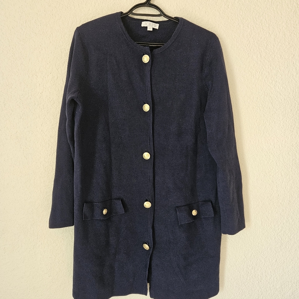 J. Crew Dark Blue Women's Blazer with Gold Buttons